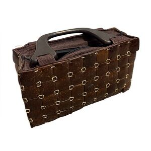 Vintage Coconut Shell Filipino Brown rectangle Native Purse. Beautiful, Unique!